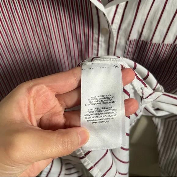 Ralph Lauren Women Small Burgundy and White Striped Shirt - Picture 9 of 12